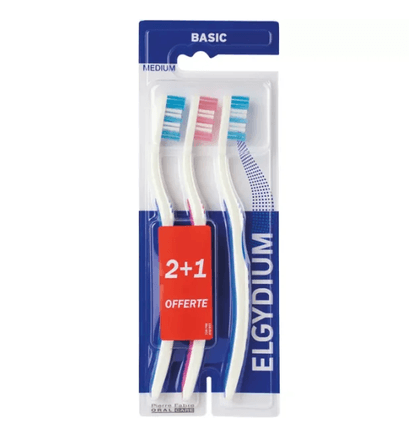 Elgydium Kit Escova Dentífrica Basic Medium X2+1