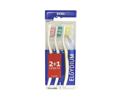 Elgydium Kit Escova Dentífrica Basic Soft X2+1