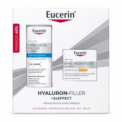 Coffret Eucerin Hyaluron-Filler 3x Effect Sérum Efeito Lifting Firmeza 30mL +  Eucerin Hyaluron-Filler 3x Effect Creme de Dia FPS30+ 50 mL